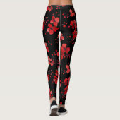 Leggings Motif foncé à fleurs rouges (Dos)
