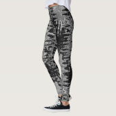 Leggings motif fractal noir et blanc (Gauche)