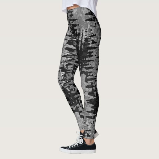 Leggings motif fractal noir et blanc (Gauche)