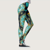 Leggings Motif fractale et géométrique en orange turquoise (Droite)