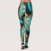 Leggings Motif fractale et géométrique en orange turquoise (Dos)
