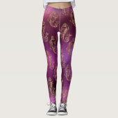 Leggings motif frais de rose de vert bleu de parties (Devant)