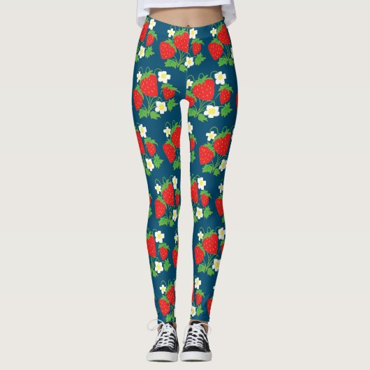 Leggings Motif fraise et fleurs (Devant)