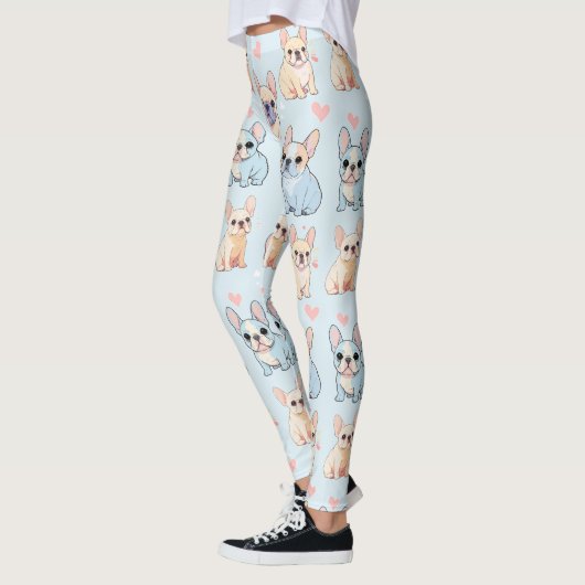 Leggings Motif français mignon Bulldog Pastel (Gauche)