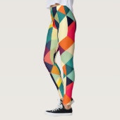 Leggings motif géométrique 3D RETRO couleur chic (Gauche)