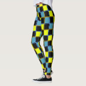 Leggings Motif géométrique à damiers bleu jaune (Gauche)