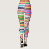 Leggings Motif géométrique abstrait rayé vibrant (Dos)