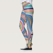 Leggings Motif géométrique abstrait rayé vibrant (Gauche)