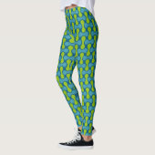 Leggings Motif géométrique Abstrait rétro en bleu et vert (Gauche)