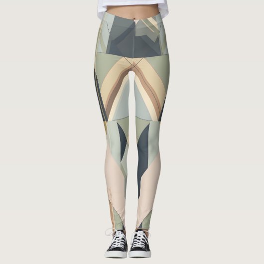 Leggings Motif géométrique Art déco de la Terre (Devant)