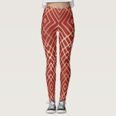 Leggings Motif géométrique Art déco rouge chinois moderne (Devant)