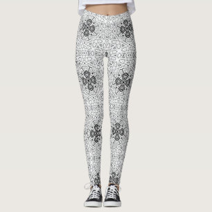 Leggings Motif géométrique blanc et noir