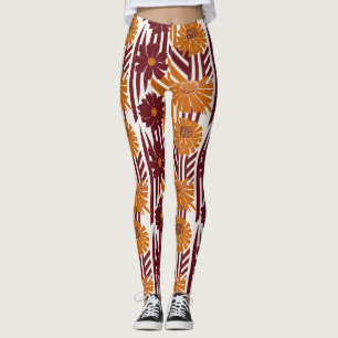 Leggings Motif géométrique botanique automnal élégant