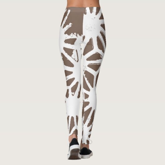 Leggings motif géométrique Brown et blanc (Dos)