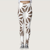 Leggings motif géométrique Brown et blanc (Devant)