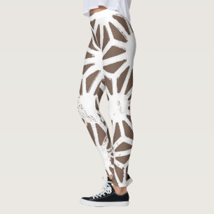 Leggings motif géométrique Brown et blanc