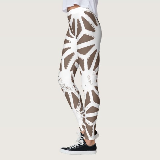 Leggings motif géométrique Brown et blanc (Gauche)