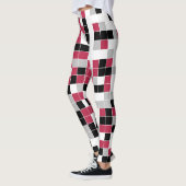 Leggings Motif géométrique couleur Magenta noir gris (Gauche)