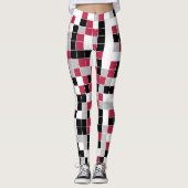 Leggings Motif géométrique couleur Magenta noir gris (Devant)