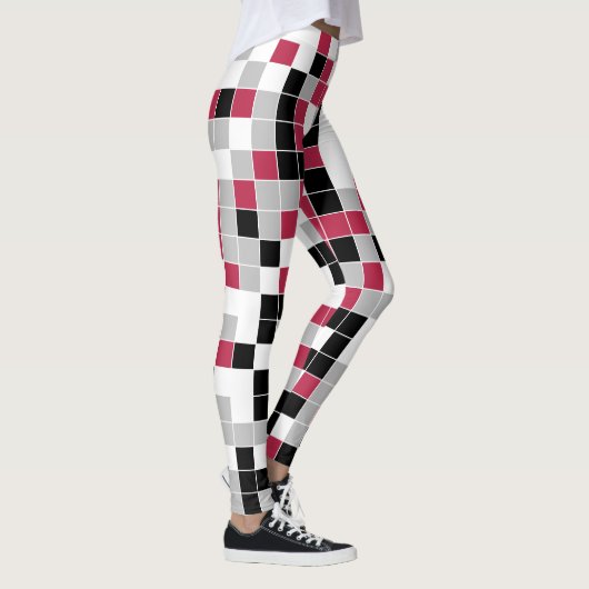 Leggings Motif géométrique couleur Magenta noir gris (Droite)