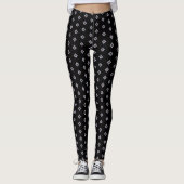 Leggings Motif géométrique croisé gris élégant sur fond noi (Devant)