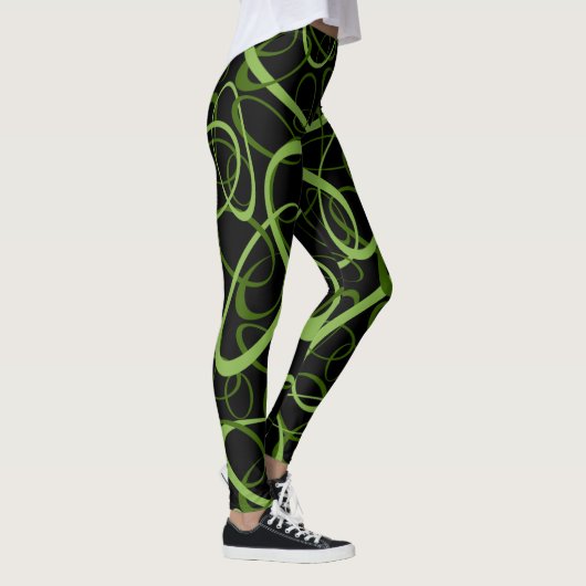 Leggings motif géométrique de boucles interconnectées verte (Droite)
