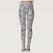 Leggings motif géométrique de boucles rétro gris violet (Devant)