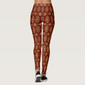 Leggings Motif géométrique de l'ikat ethnique rouge et or (Dos)
