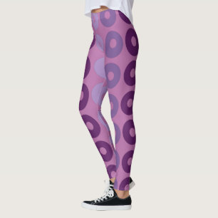 Leggings motif géométrique des cercles rose et violet