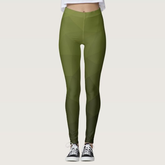 Leggings Motif géométrique du maillage vert de l'Armée (Devant)