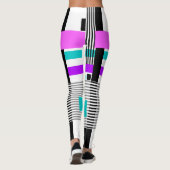 Leggings motif géométrique en couleurs rayées et néons (Dos)