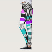 Leggings motif géométrique en couleurs rayées et néons (Gauche)