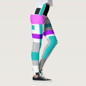 Leggings motif géométrique en couleurs rayées et néons (Droite)