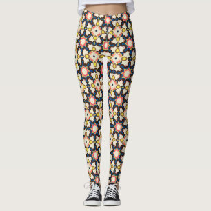 Leggings Motif géométrique en étoile éclatée brun bleu