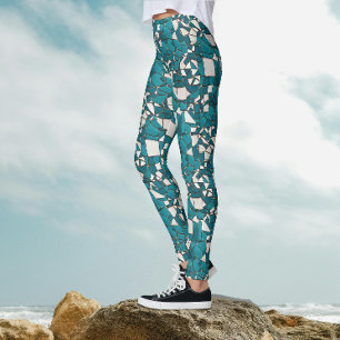 Leggings Motif géométrique en mosaïque Abstraite tendance