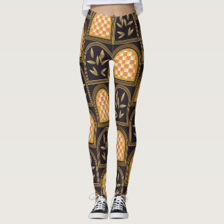 Leggings Motif géométrique floral Art Déco de luxe sans cou