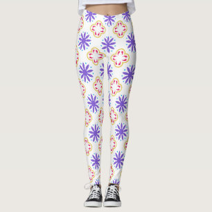 Leggings Motif géométrique floral coloré