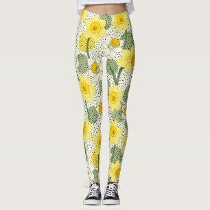 Leggings Motif géométrique floral narcisse botanique (3)