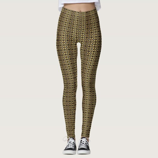 Leggings Motif géométrique Gold et Black (Devant)