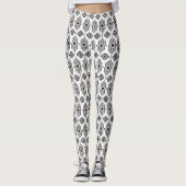 Leggings Motif géométrique ikat noir et blanc (Devant)