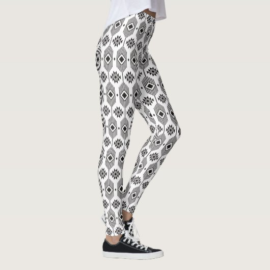 Leggings Motif géométrique ikat noir et blanc (Droite)