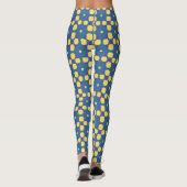 Leggings Motif géométrique jaune Abstrait sur bleu (Dos)