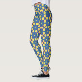 Leggings Motif géométrique jaune Abstrait sur bleu (Gauche)