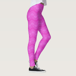 Leggings motif géométrique lumineux néon rose