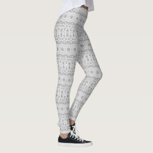 Leggings Motif géométrique mandala gris
