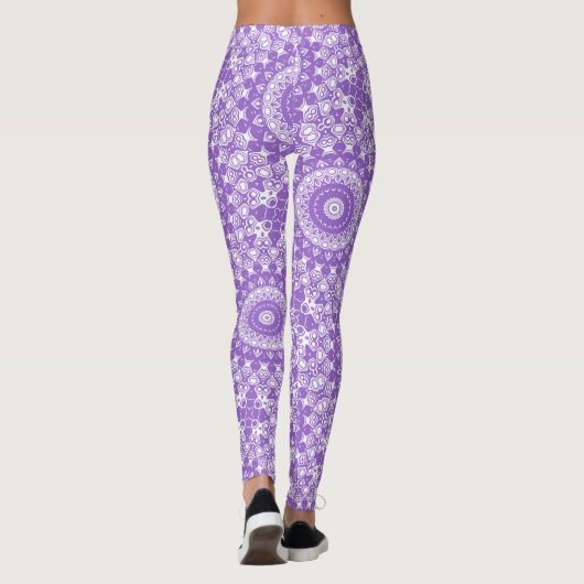 Leggings Motif géométrique mandala violet (Dos)