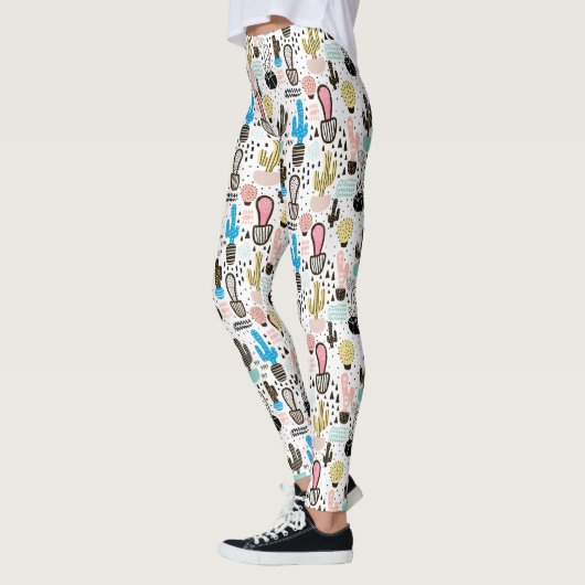 Leggings Motif géométrique moderne Cactus (Gauche)