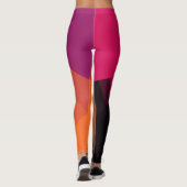 Leggings Motif géométrique moderne violet orange noir (Dos)