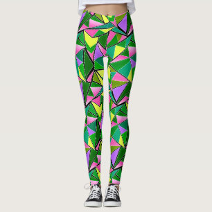 Leggings Motif géométrique néon brillant multicolore