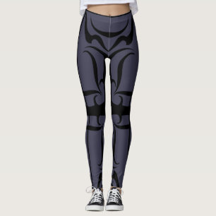 Leggings Motif géométrique noir sur bleu 2 Athlétisme fémin